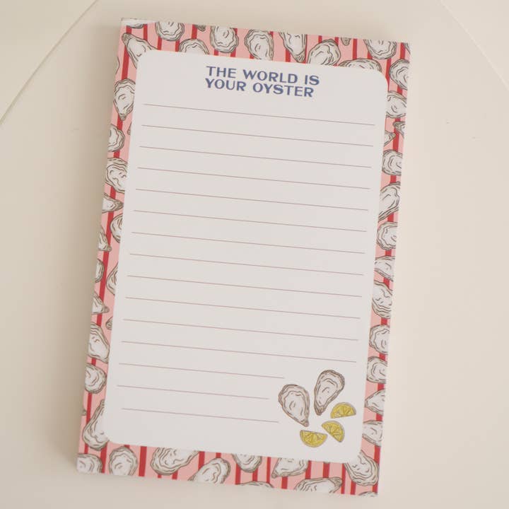 World is Your Oyster Notepad - 100 Tear-Off Pages for wholesale by Daisy Market Co. by Kelsey Haver Designs