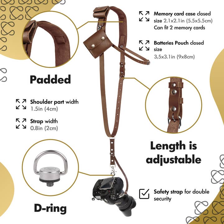 Coiro - Wholesale Camera Strap - Single Utility Camera Sling With Pockets Brown