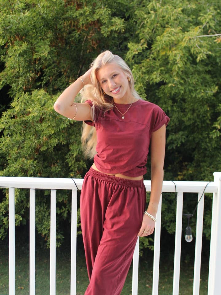 Attire Focus - Wholesale Lounge Set - Women's - Women's Crossover Mineral Washed Two-Piece Set 10