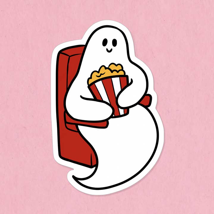 Movie theater ghost sticker for wholesale by Kate Gabrielle