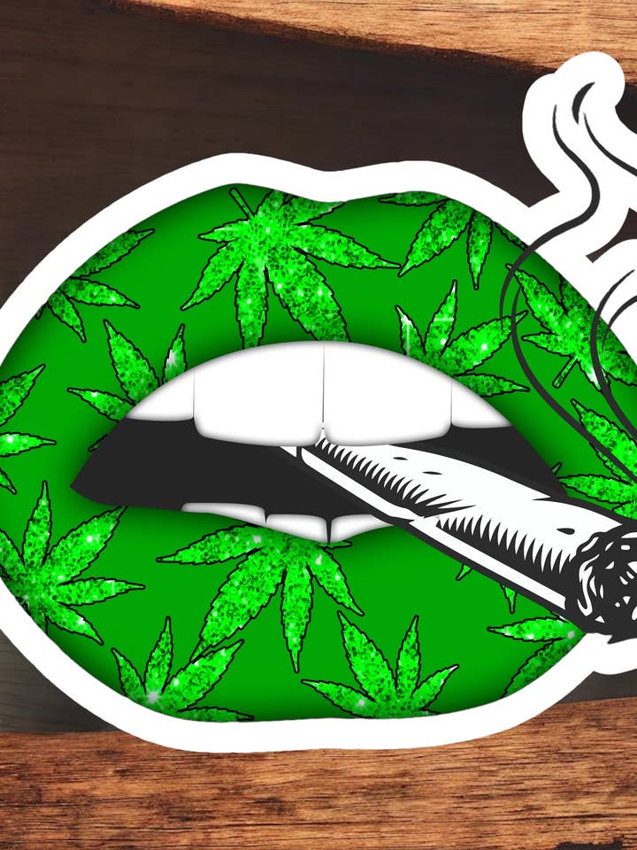 Smoking Lips, 420, Stoner, high, Waterproof Stickers for wholesale by Crazilyhumbledesigns
