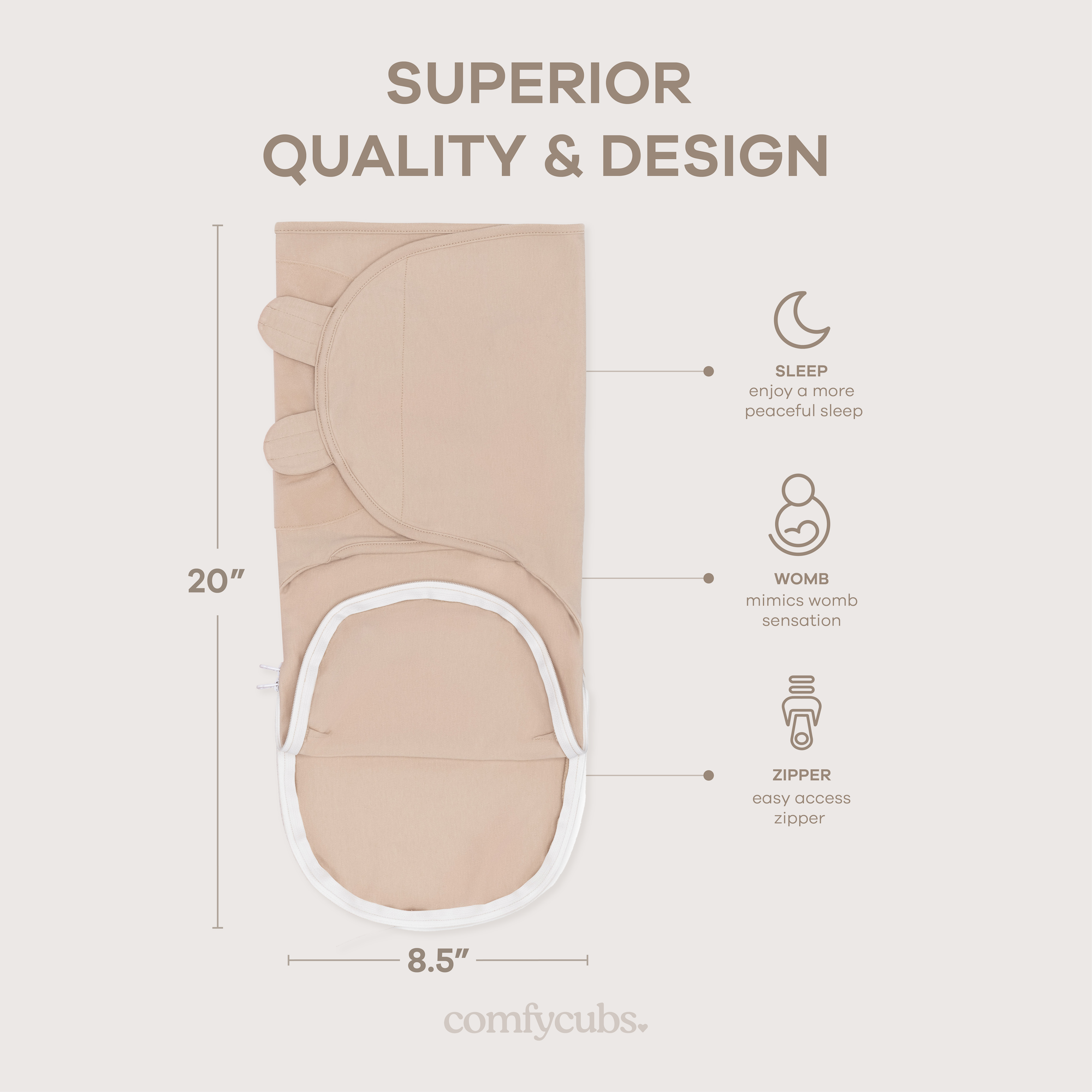 Comfy Cubs - Wholesale Swaddle - Baby - Easy Swaddle Blanket with Zipper Closure by Comfy Cubs2