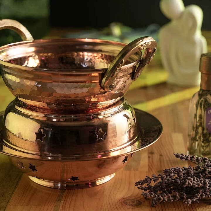 Massage Kupferölwärmer-Set aus massivem Kupfer | Ayurveda-Werkzeug aus massivem Kupfer, Therapie-Spa-Zubehör 200 mm x 200 mm für den Großhandel von ALFIQ Copper