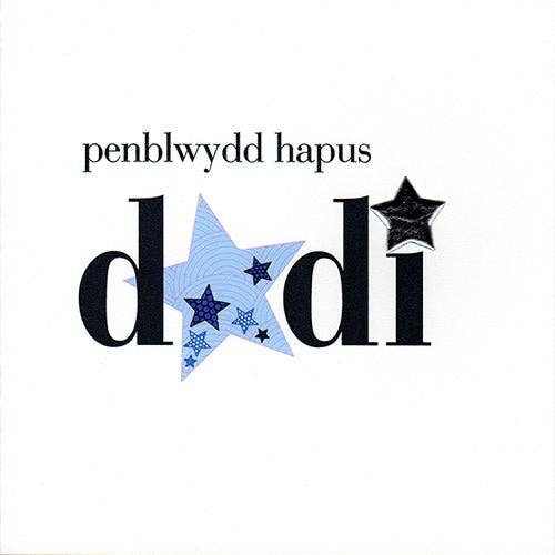 Claire Giles Ltd - Wholesale Birthday card - Welsh Birthday Card, Penblwydd Hapus, Dadi, Daddy, padded star embellished2