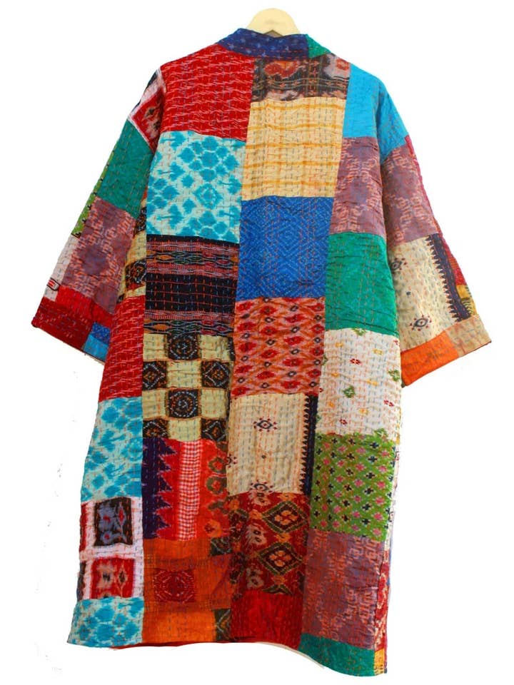 GYPSY STUDIO - Wholesale Kimono – Women's - Kimono Vintage Silk Sari Kantha kimono Robe Gift for lover6