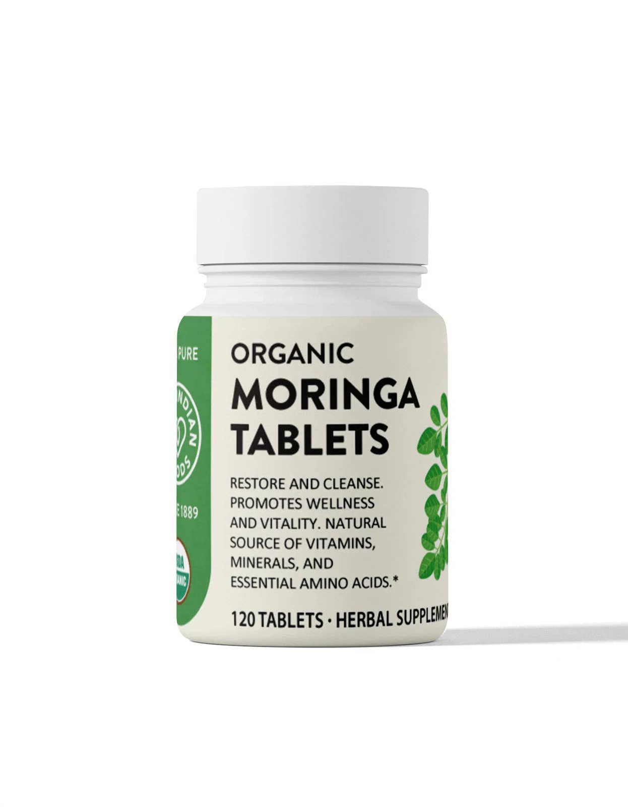 Pure Indian Foods - Wholesale Oral Supplement/Vitamin - Organic Moringa Tablets (120 ct)
