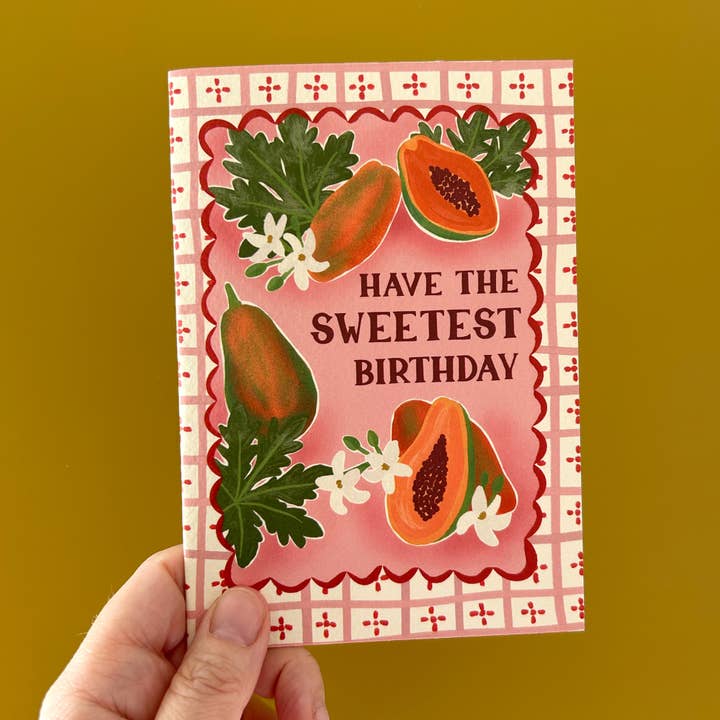 Jessie Maeve Studio - Wholesale Birthday Card - Papaya Birthday Card - Mediterranean Fruit Premium A6 Card2