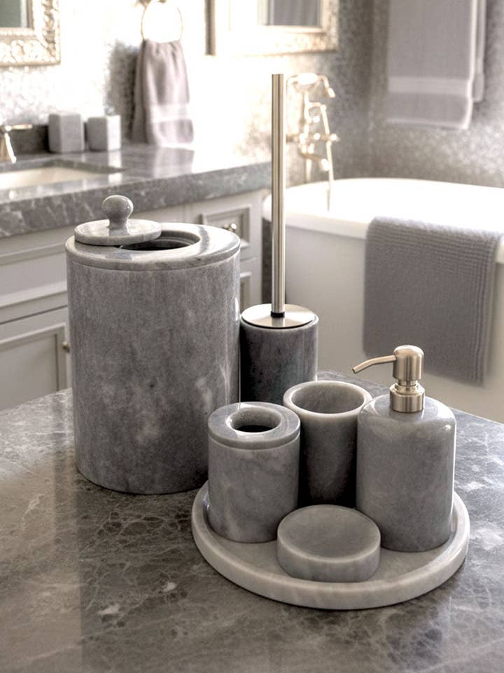 Juego de baño de mármol gris Afyon para venta al por mayor de Creative Home