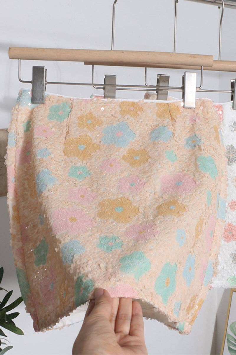 Mccolin – Großhandel Rock – Damen – Florale Pailletten-Minirock4