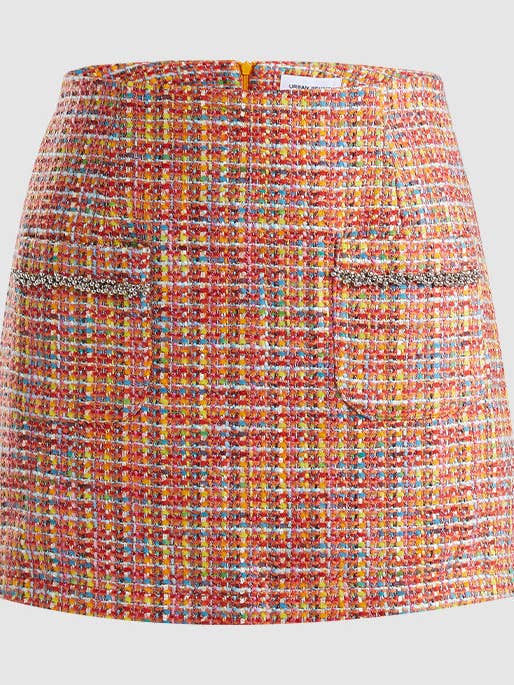 URBAN REVIVO Patched Pocket Tweed Skirt for wholesale by UrbanRevivo