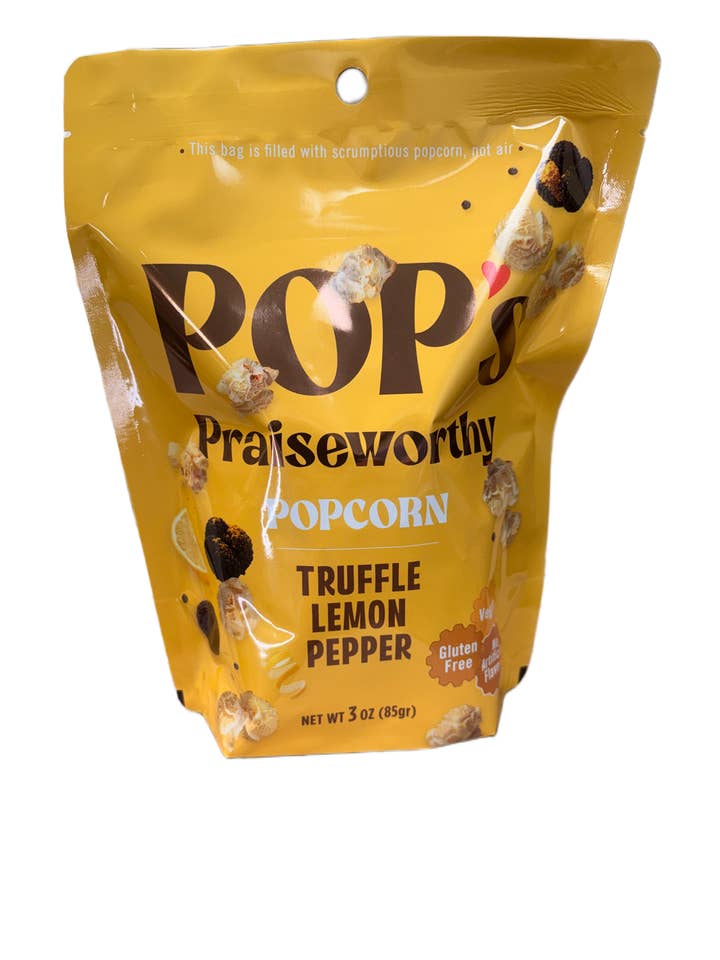 Pop's Praiseworthy Popcorn - Truffle Lemon-Pepper snack size for wholesale by Pop's Praiseworthy Popcorn