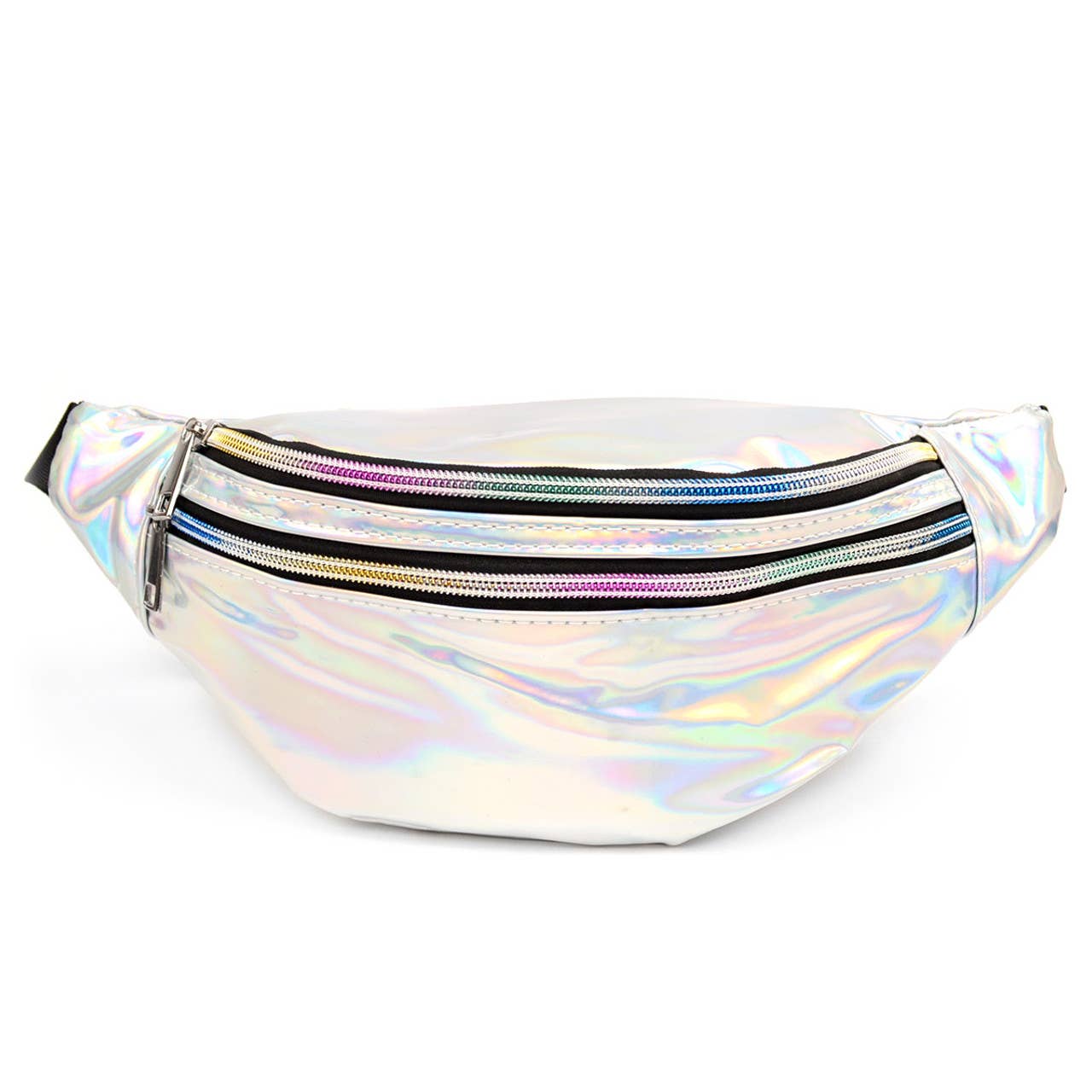 Selini New York - Wholesale Belt Bag - Women's - Silver Iridescent Holographic Waist Fanny Pack - LFBG13000