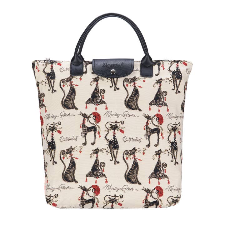 FDAW-CUDE | MARILYN ROBERTSON CATITUDES FOLDAWAY GROCERY BAG for wholesale by SignareArt