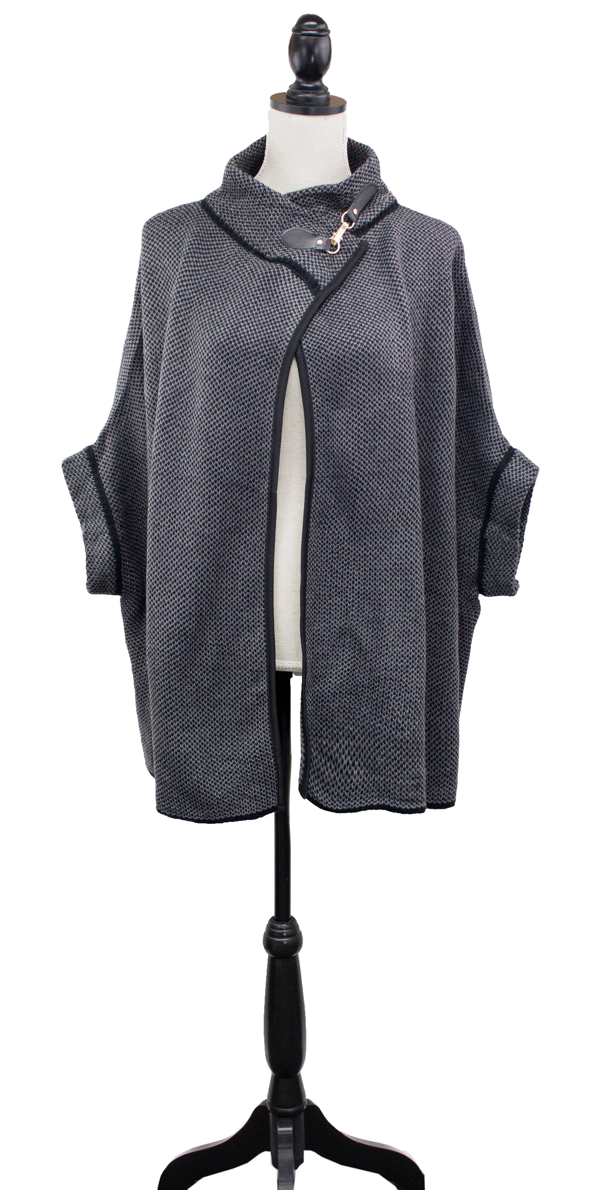 Fennco Styles - Wholesale Poncho - Women's - Knit Buckle Poncho Cape Cardigan14