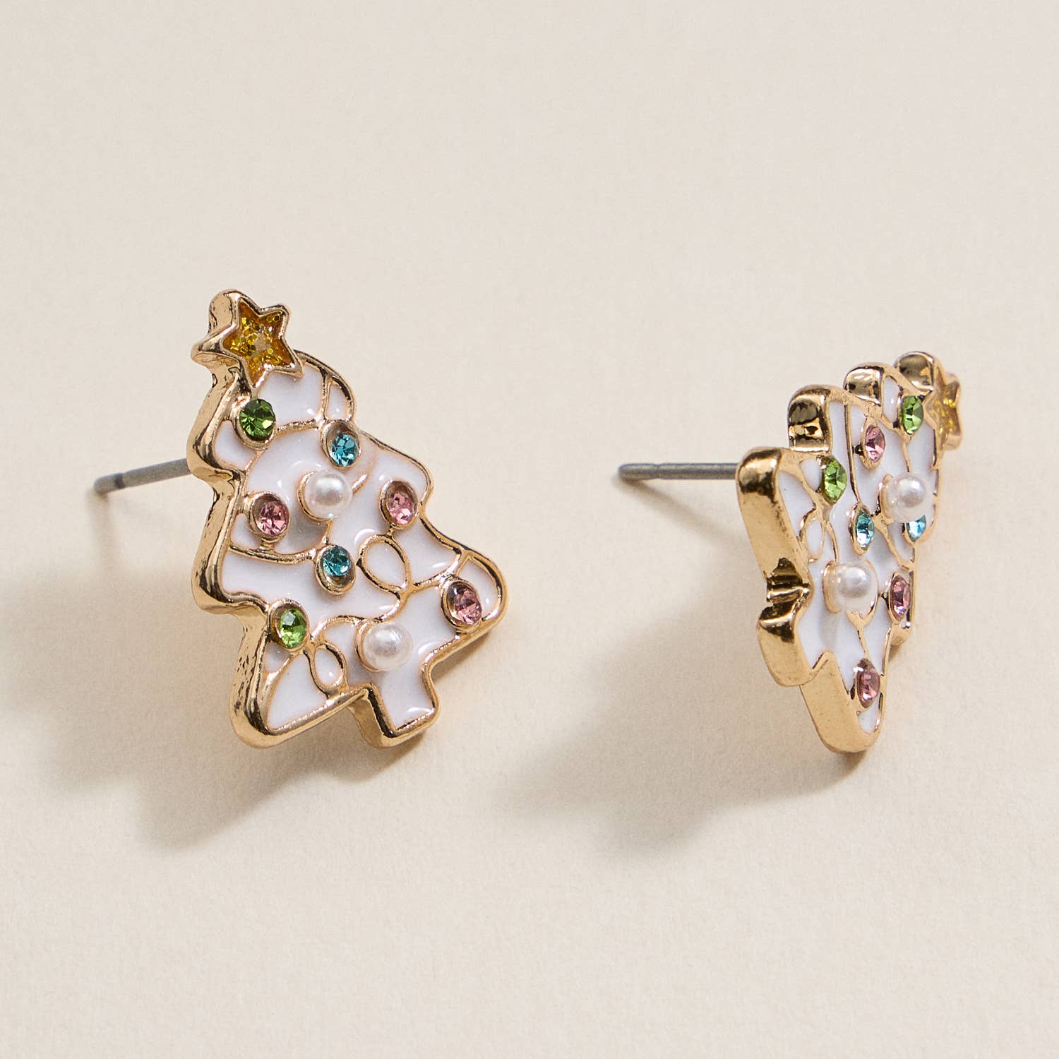 Frem - Vente Clous d'oreille - Boucles d'oreilles à tige en émail en forme de sapin de Noël20