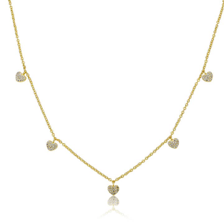 CZ Herzen baumeln Kette Halskette für den Großhandel von Little Miss Twin Stars