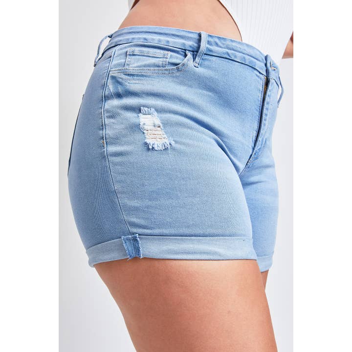Wholesale Junior Plus Curvy Fit Ultra High Rise Cuffed Short for your store Faire