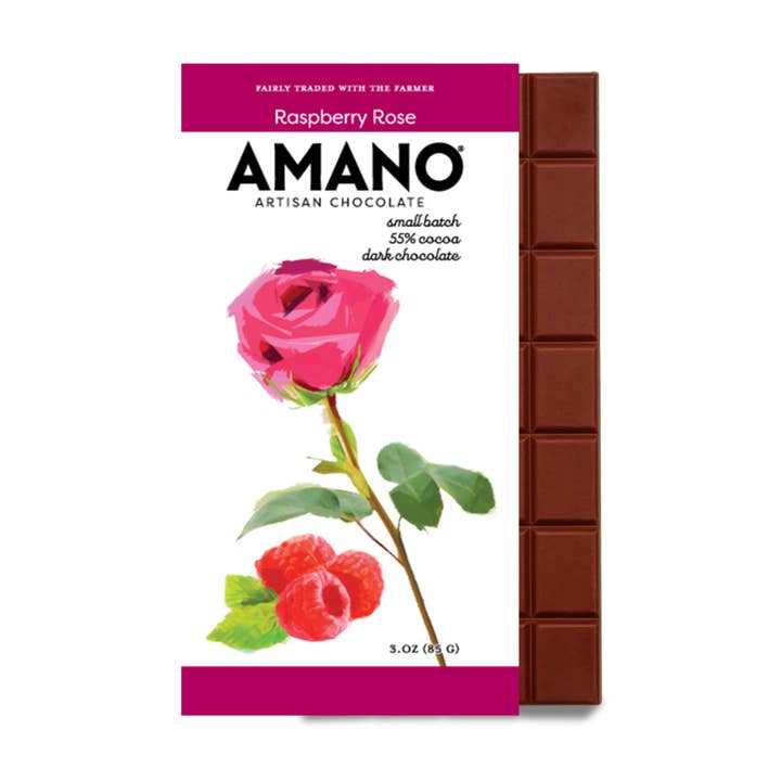 Amano Chocolate - Vente Barre chocolatée - Chocolat Framboise Rose3