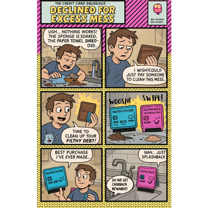 Everyday Objects - Wholesale Sink Strainer/Stopper - Swipe N Wipe Credit Card Kitchen Squeegee (Dad - Blue)5