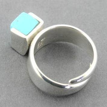 Adjustable Silver Block Ring - Turquoise for wholesale by Makers & Providers