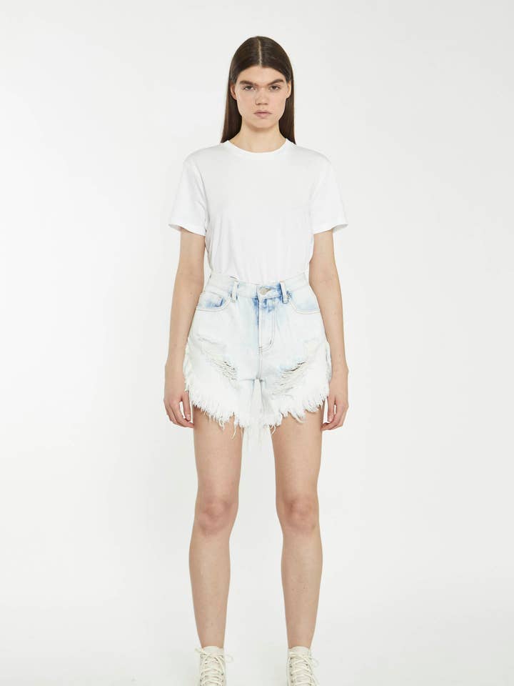 Böjda fållen sliten jeansshorts - KA6744B-AT33 för wholesale av Glamorous (EU)