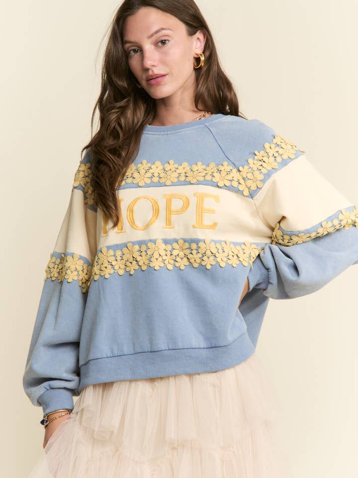 Easter Floral Appliqué Sweatshirt for wholesale by J.NNA