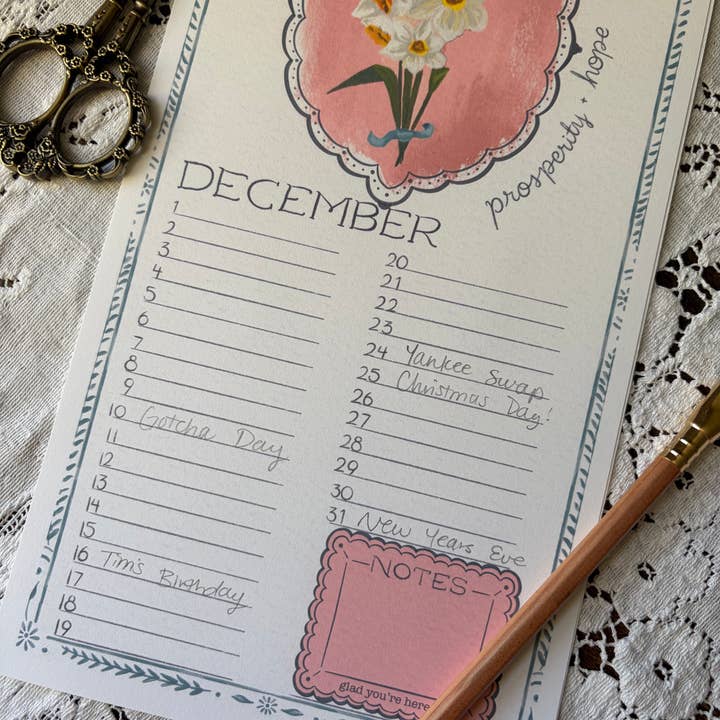 glad you're here co - Wholesale Calendar - Birth Month Flower Perpetual Calendar | Vintage Floral Wall Hanging Calendar | Birthday Calendar | Notes & Special Dates Organizer2