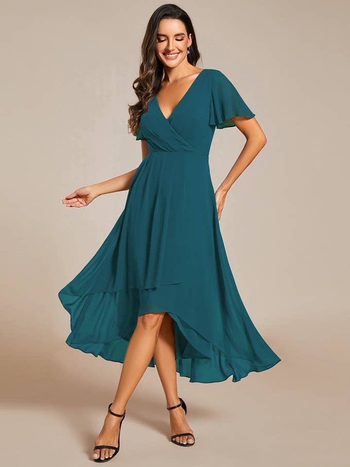 Ever-Pretty - Wholesale Dress – Women's - V-Neck Midi Chiffon Wedding Guest Dresses88