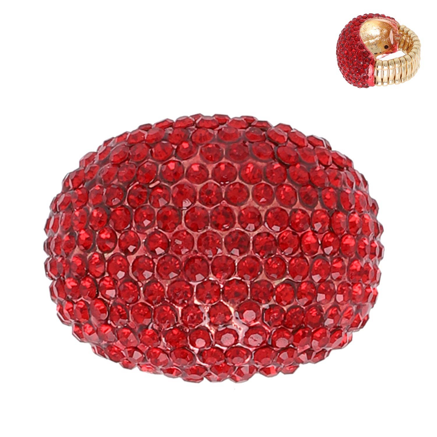 SP Sophia Collection - Wholesale Cocktail/Statement Ring - Crystal Rhinestone Pave Dome Stretch Ring4