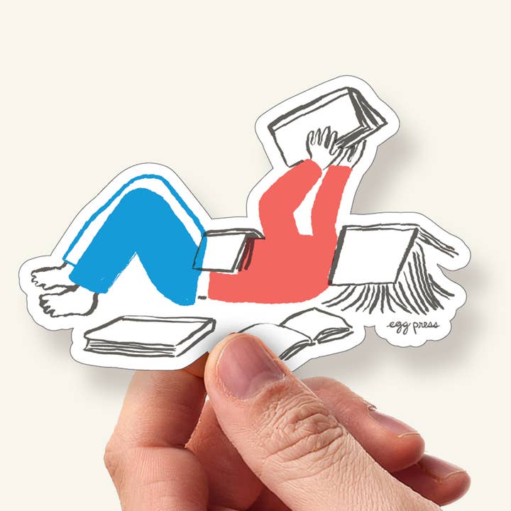 Book Lover Reader Vinyl Sticker for wholesale by Egg Press Manufacturing