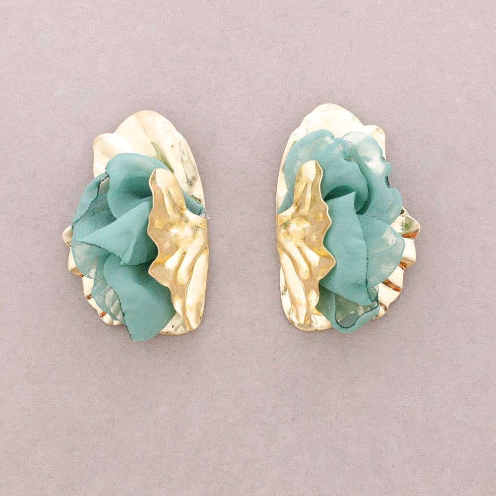 Sonata – wholesale Snap jewellery – Metal Fabric Half Flower Earrings8