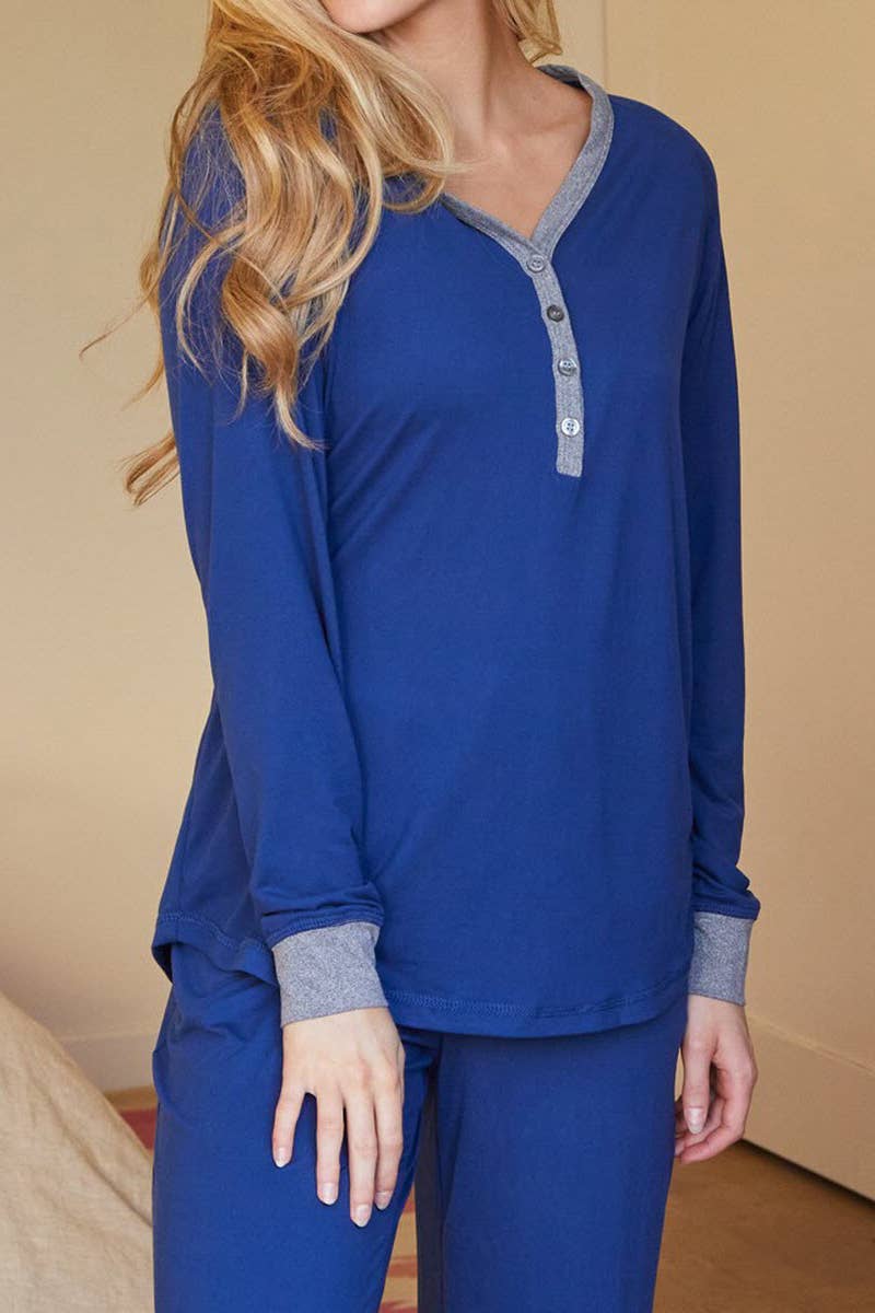 NINEXIS - Wholesale Sleepwear Set - Women's - CWSPJ033_COZY LONG SLEEVE HENLEY NECK PAJAMA SET26