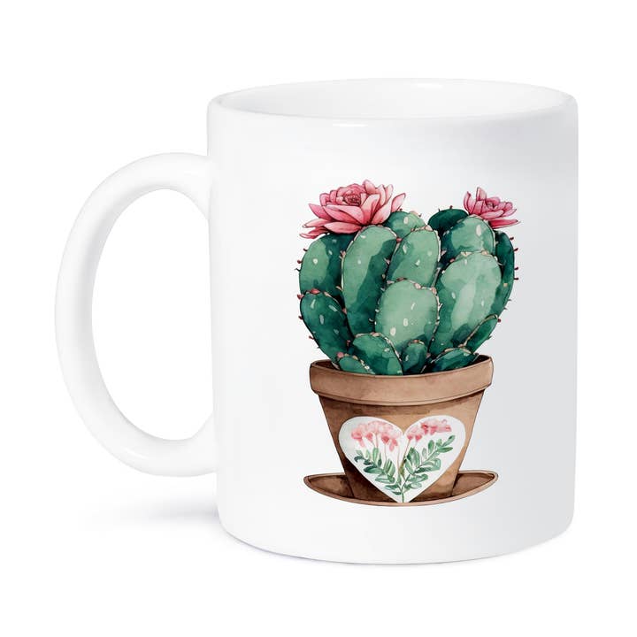 3dRose - Wholesale Coffee Mug - 3dRose, Pretty Pottted Pink Flowering Cactus Illustration, Mug8