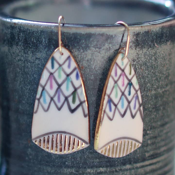 painted flower earrings for wholesale by Remnant Studios