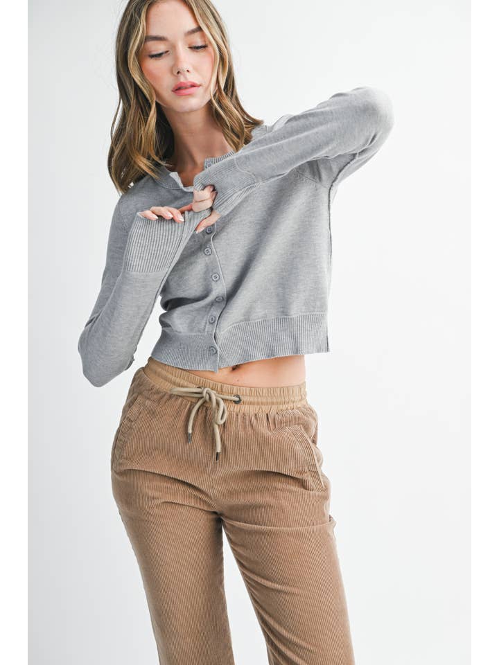 AEMI + CO - Wholesale Cardigan - Women's - 5176GN Ribbed Button-Up Knit Cardigan25