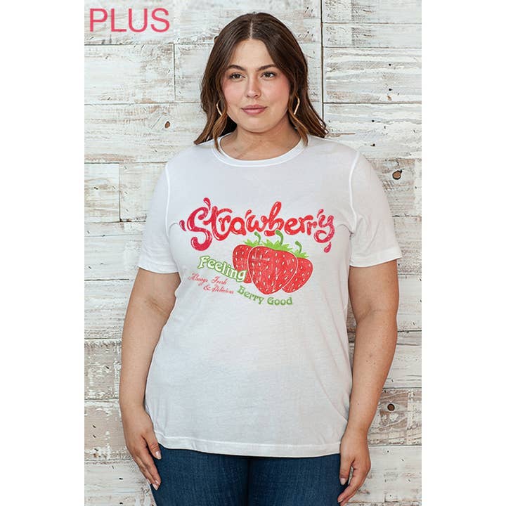 STRAWBERRY FEELING GRAPHIC PLUSSIZE TEE for wholesale by MINEB