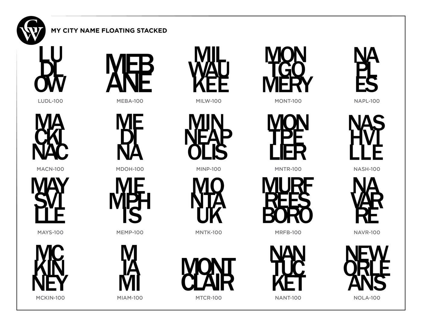 Grainwell - Wholesale Wall Accent - City Name Floating Stacked8