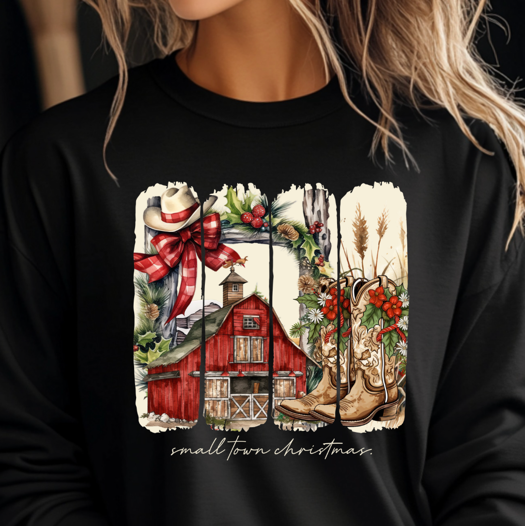 Kiki's Boutique - Wholesale Graphic Sweatshirt - Women's - Vintage Small Town Christmas Crewneck Sweatshirt 1