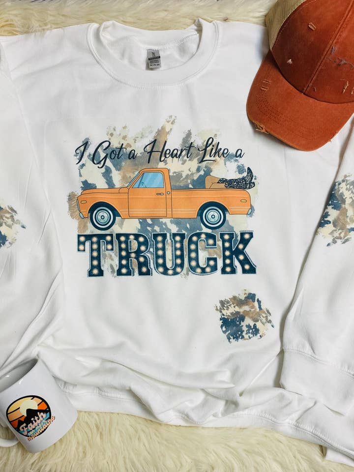 Heart like a truck country music sublimated sweatshirt for wholesale by Neat Creations