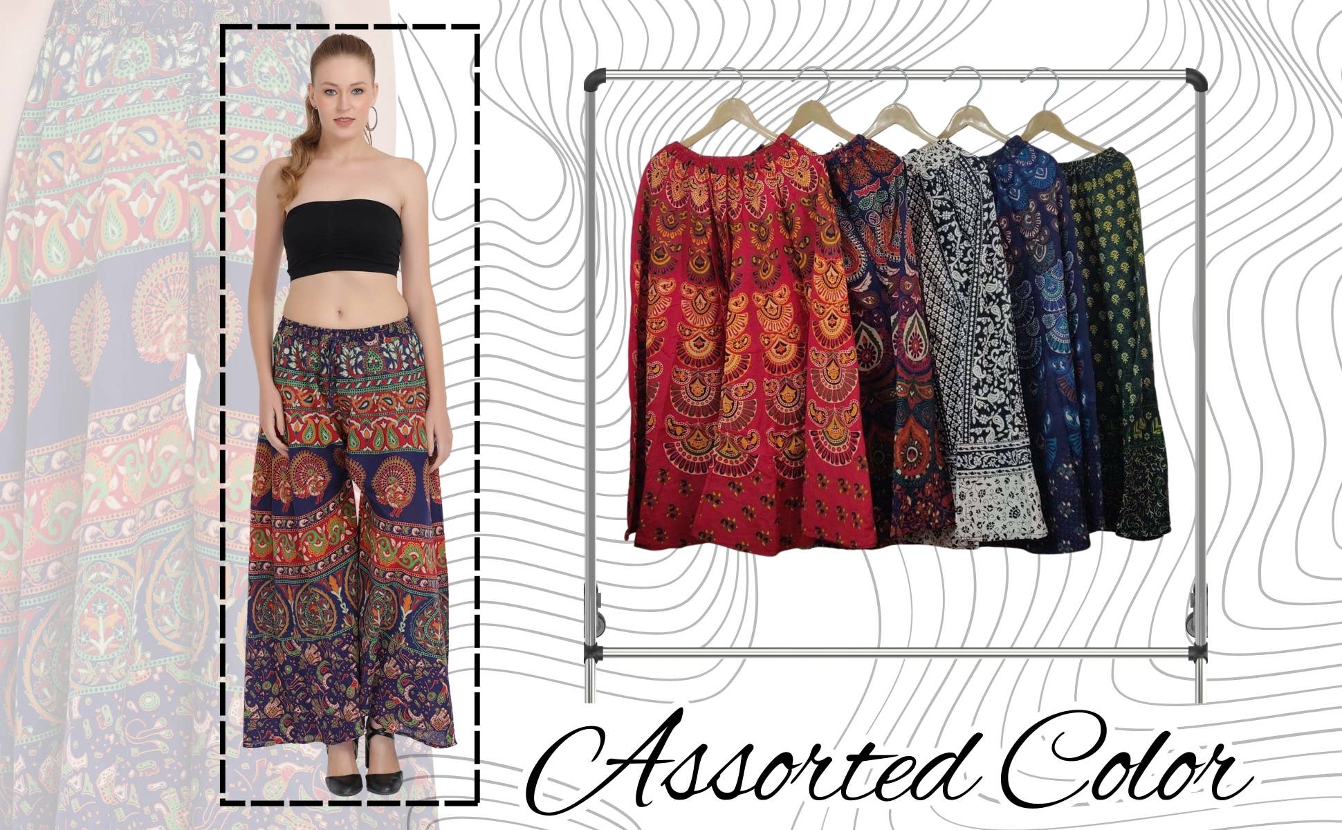 Wevez - Wholesale Pants - Women's - Women's Palazzo Wide leg Cotton Pant Floral Print Mix lot2