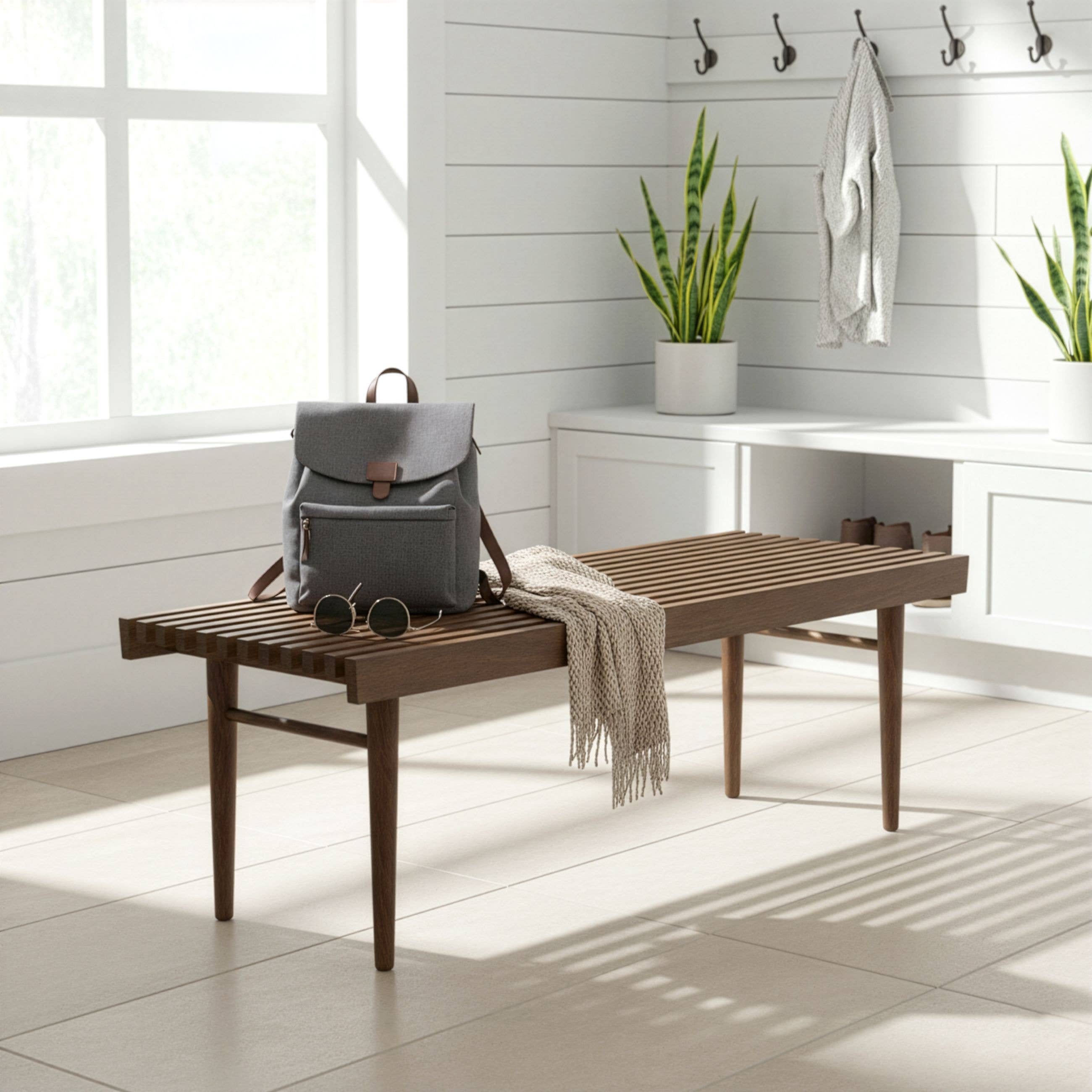 Glamour Home - Wholesale Bench - Baird Slatted Wooden Bench10