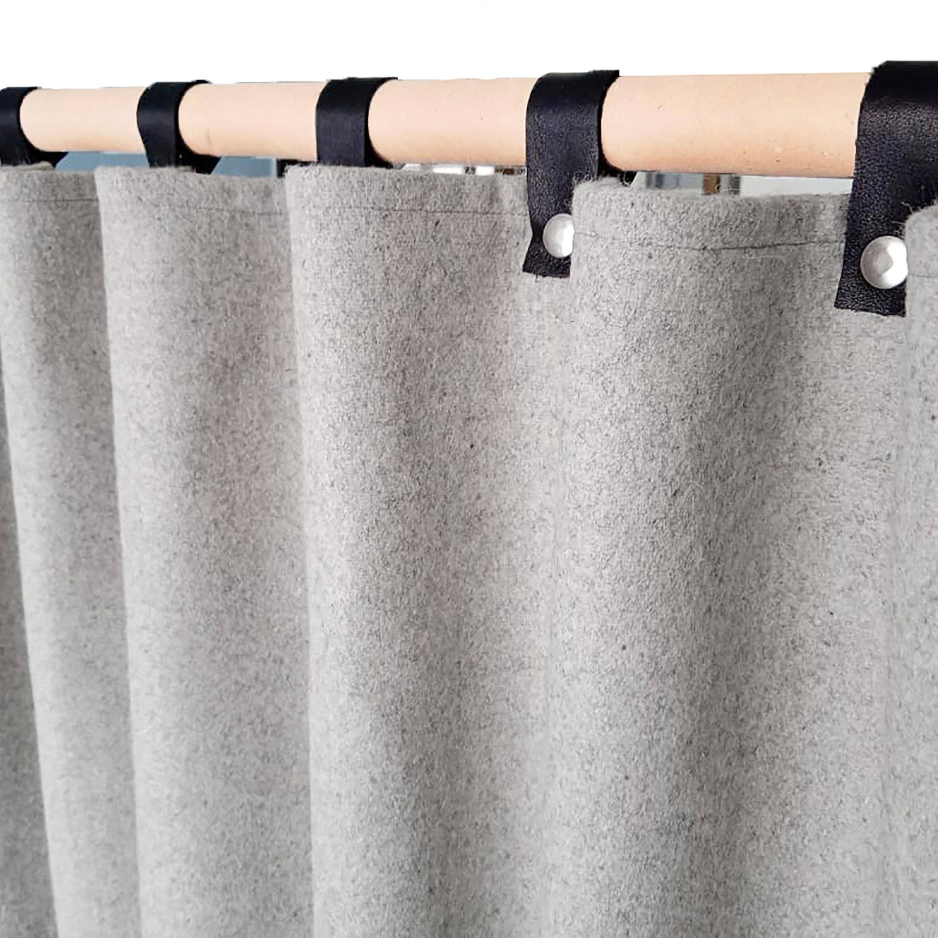 Amore Beauté – wholesale Curtain – Brown Wool Curtains With Leather Ties and Trim Curtain11