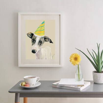 Art: CELEBRATION DOG | Art Print, Wall Art for wholesale by Deckled Edge Ltd