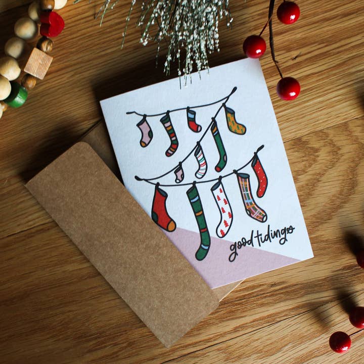 Strømper Julekort | 2023 Julekortkollektion for engroshandel hos Stillbay Home Goods