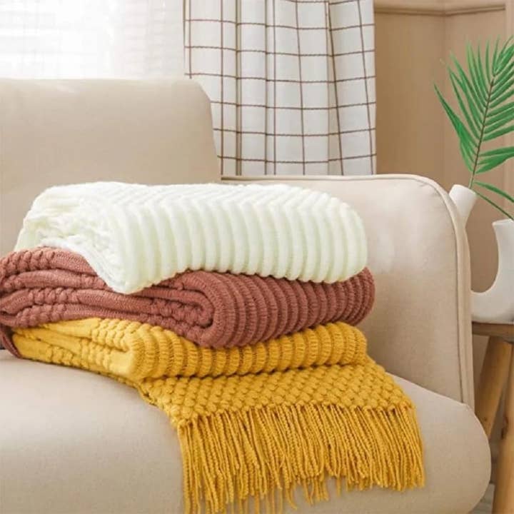 Fennco Styles - Wholesale Throw Blanket - Waffle Stripe 50x60 Inch Throw Blanket