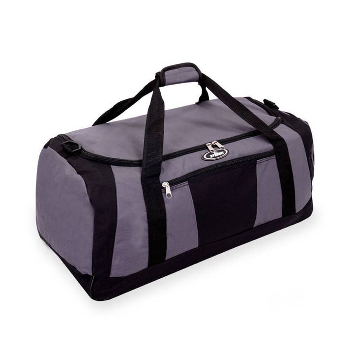 DARK GRAY BLACK CASUAL DUFFEL W/ WET POCKET LARGE for wholesale on Faire1
