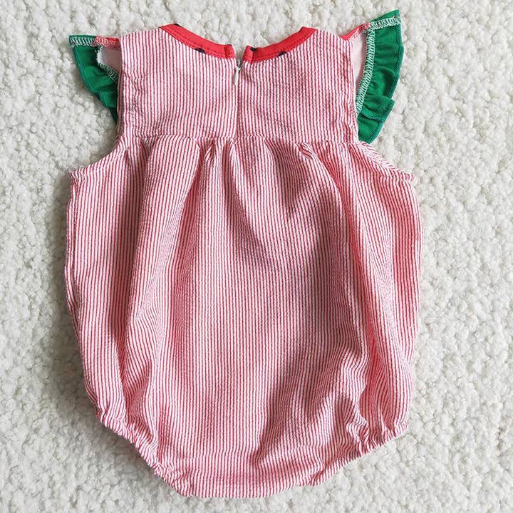 O-Neck watermelon romper for wholesale by Aier Wholesale