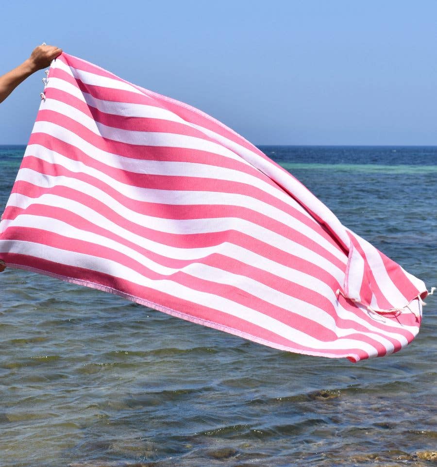 Fouta Tunisia - Vendita all'ingrosso Telo mare - Fouta Alaska con righe verticali eleganti5