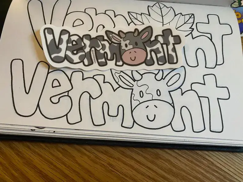 Designs by Diana - twinkletaters - Wholesale Sticker - Vermont Cow 5" x 1.7" Vinyl Sticker2