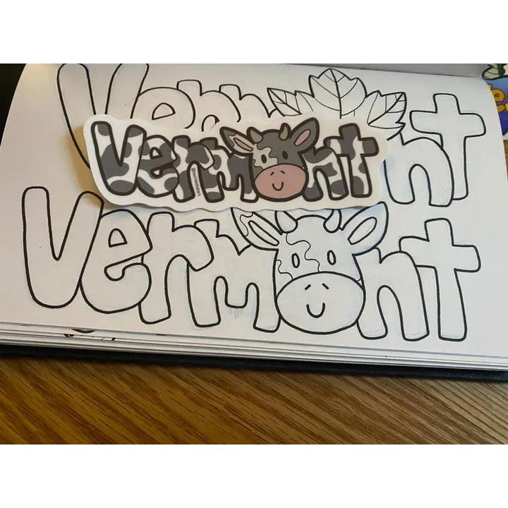 Designs by Diana - twinkletaters - Wholesale Sticker - Vermont Cow 5" x 1.7" Vinyl Sticker2